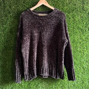 Seven7 Plush Fuzzy Olive Green Sweater Y2K Grunge Indie Sleeze